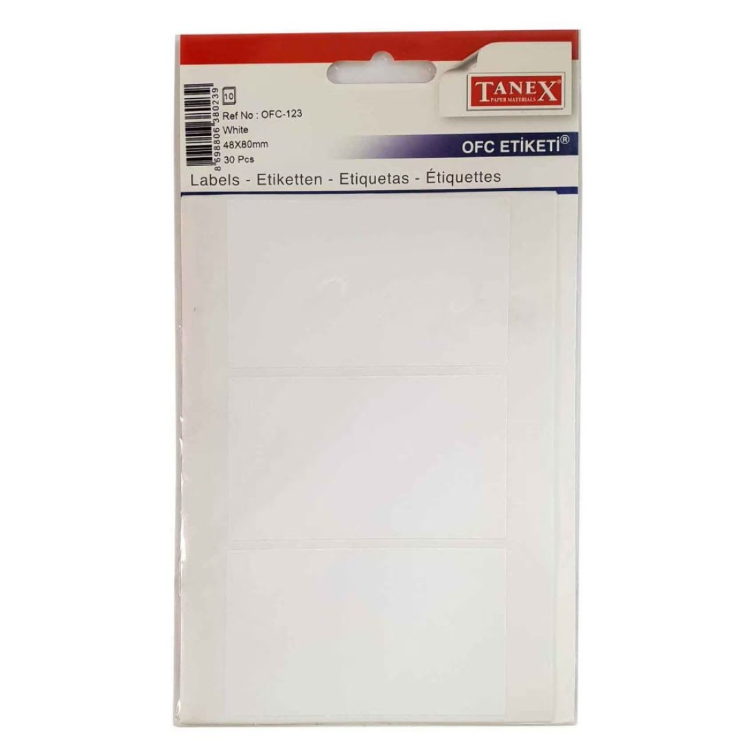 Tanex Labels OFC-123 White 48x80mm 30 PCS