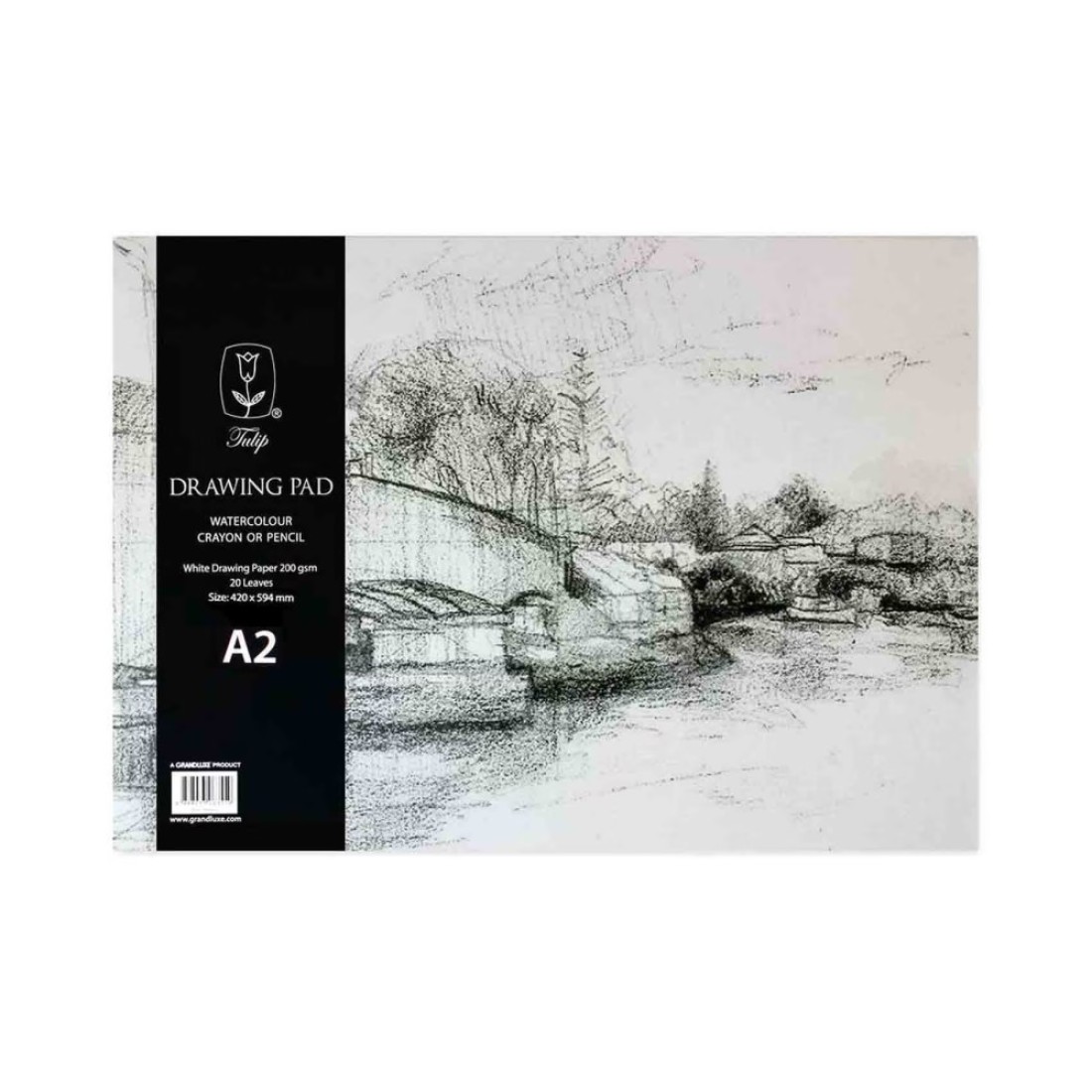 Grandluxe Tulip A2 Drawing Pad 20 Sheets Grey