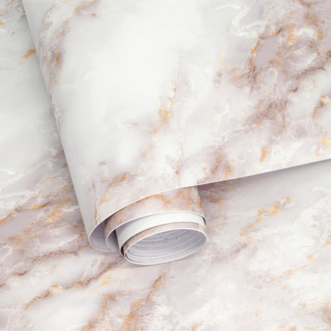 Marble Contact Paper for Countertops, Gold White Marble Wallpaper Peel and Stick, Matte Waterproof Removable Self Adhesive Wall Paper for Desk Table Furniture 11.8&quot; X 118&quot;, Easy to Clean