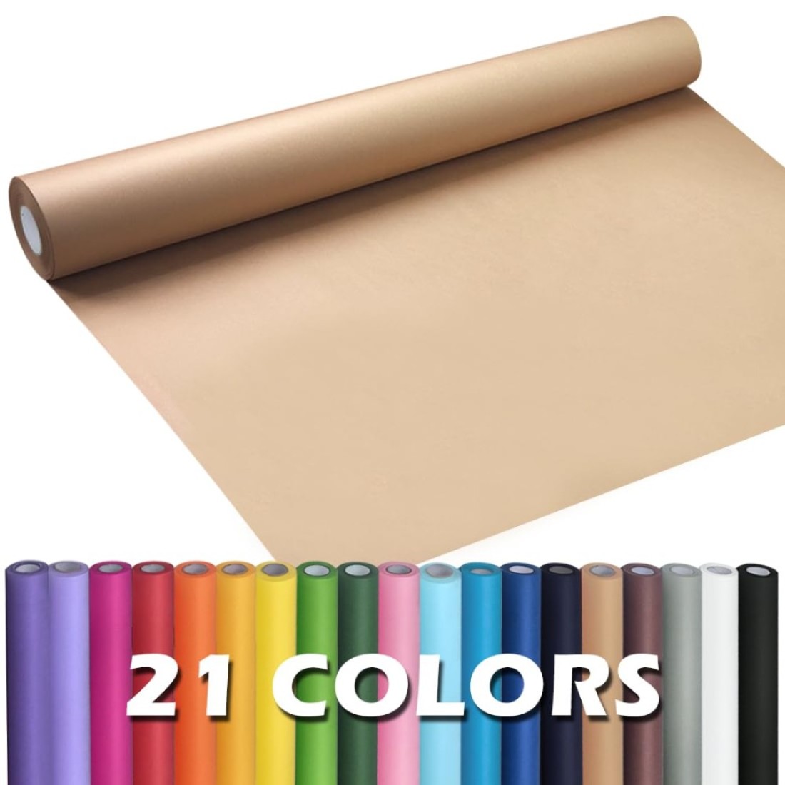 PerkHomy Brown Kraft Paper Roll 17.5&quot; x 600&quot; (50&#39;) for Gift Wrapping Bulletin Board Kids Craft Art Bouquet Flower Packing Moving Shipping Floor Covering Table 70GSM 50LB (Brown, 17.5&quot; x 50&#39;)