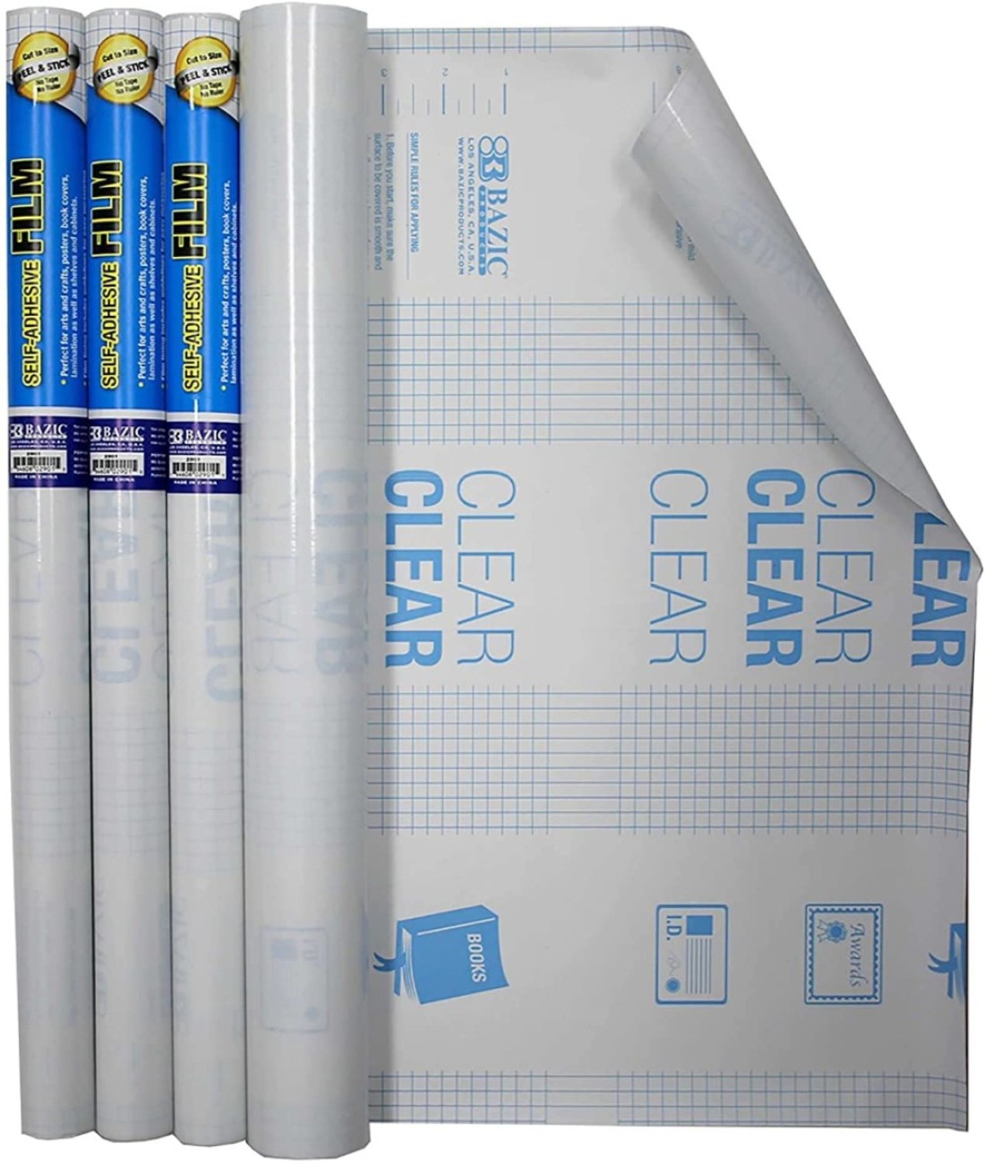 PowerTRC Clear Self Adhesive Bookcover Easy to Use and Easy Peel Laminate Pack Laminate and Protect Books, Papers, Posters, and Documents 4 Pack