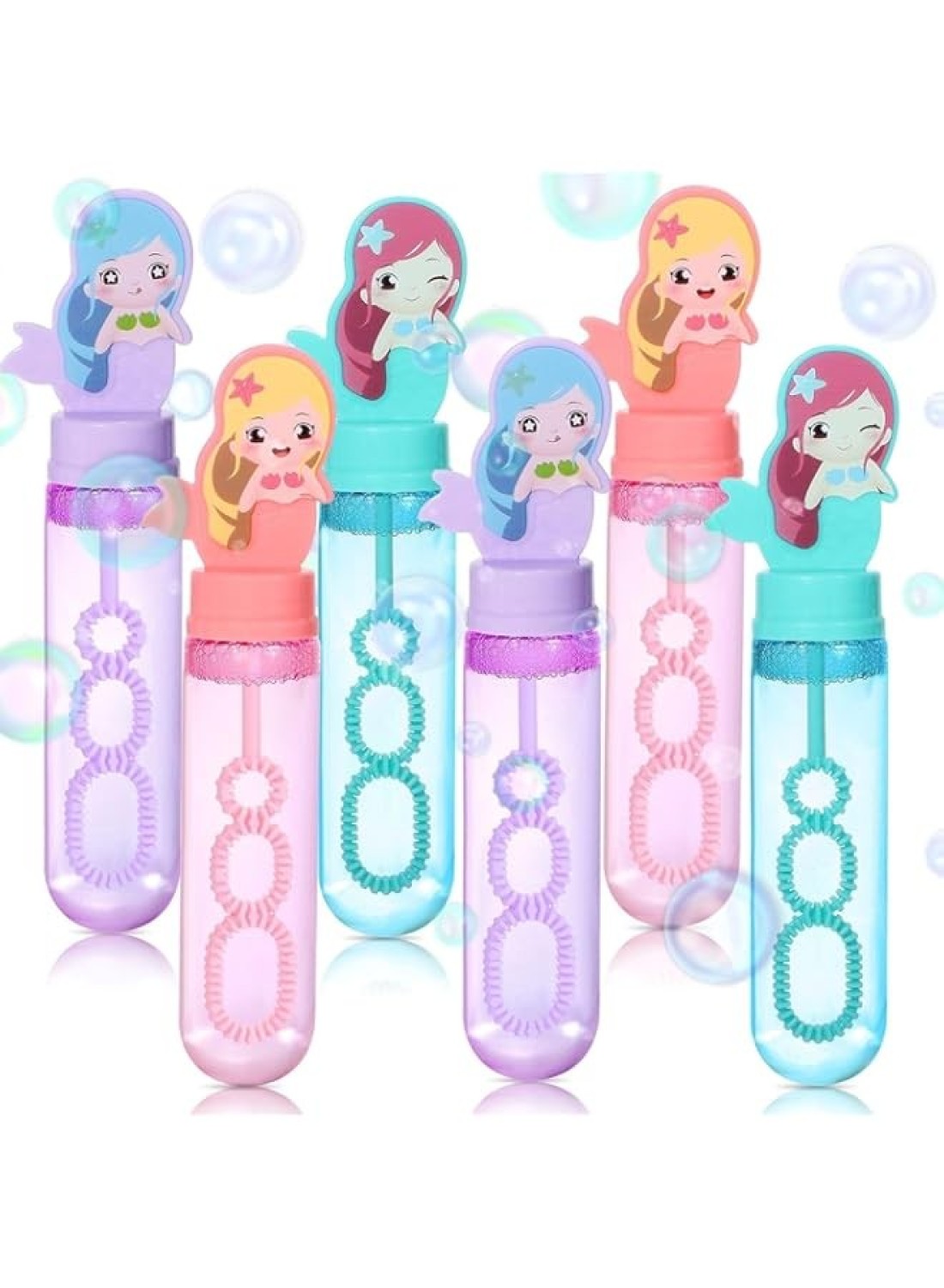Montchi 24 Pack Mermaid Bubble Wands for Kids Bubbles Party Favors Mini Bubbles Bulk Birthday Gift Classroom Prize Mermaid Pinata Filler Goody Bag Stuffer Girl Summer Beach Little Mermaid Party Favors