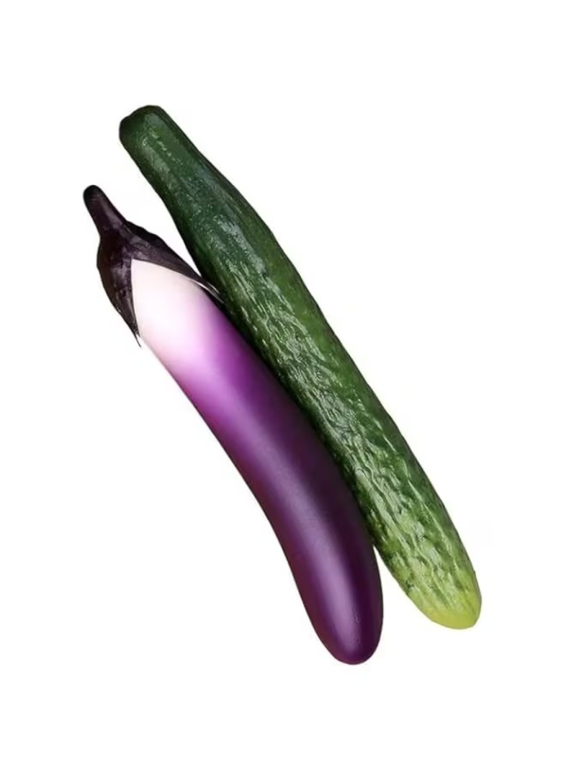 BPA 2 Pcs High Simulation Soft PU Cucumber Eggplant Artificial Fake Vegetable Hotel Restaurant Home kitchen Decoration Props (2 Pcs)