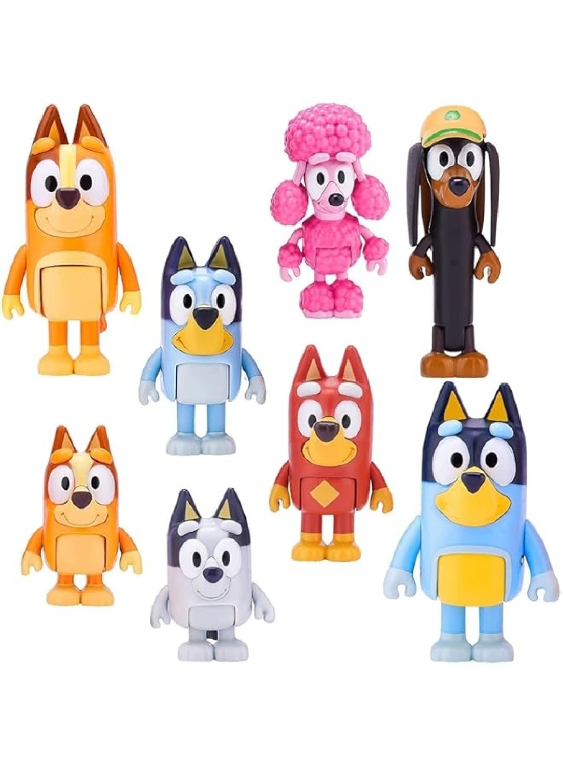 KOWVOWZ 8 PCS Bluey Action Toys Playset, Wolves-Bluey Action Figurines Family and Friends Set, Bluey Toys for Toddlers Muffin Cake Toppers Bandit (Dad) Chilli (Mum) Coco Bingo Snickers Rusty(Small)