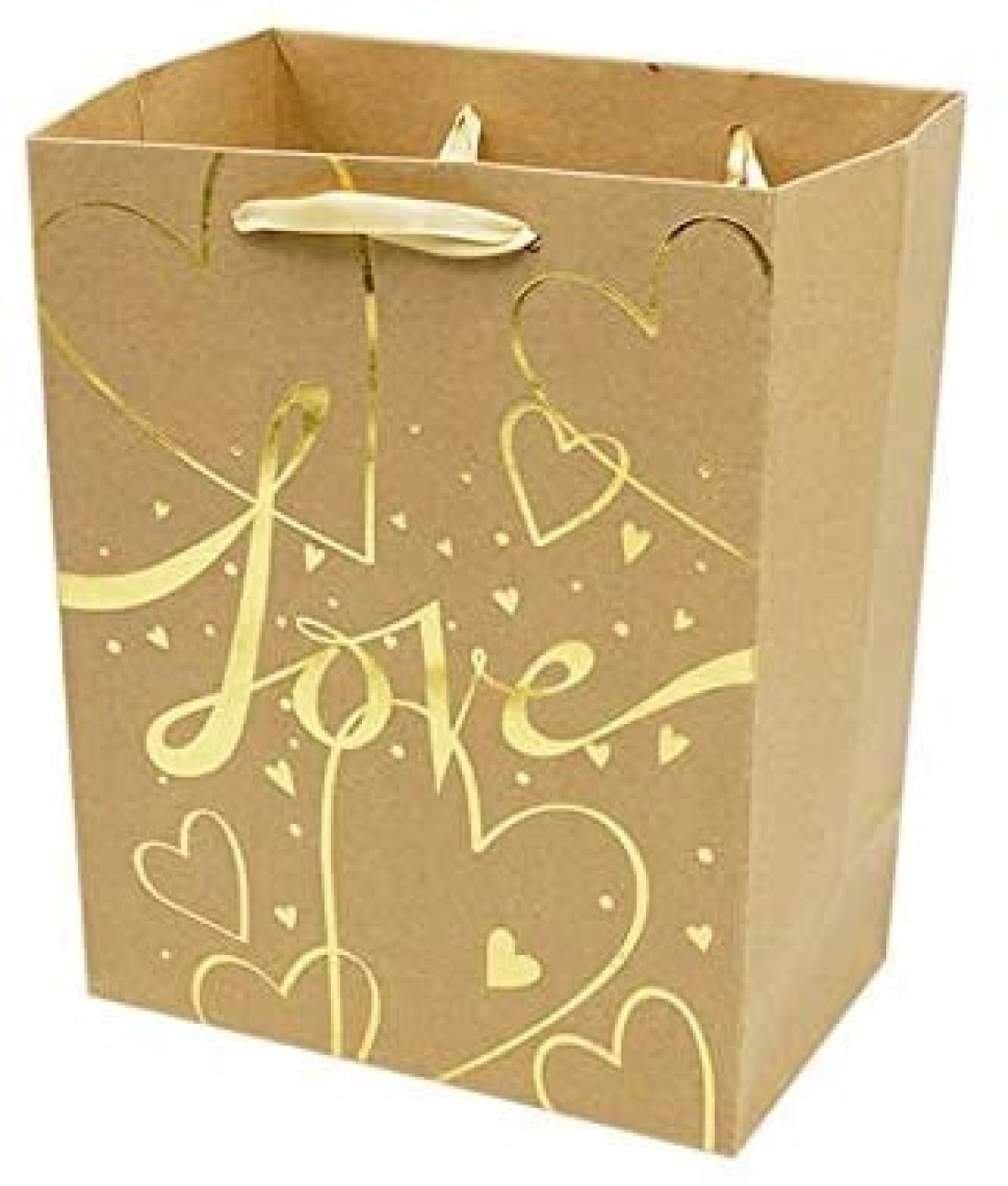 Beautiful Present Bag for any Occasion, Paper Gift Bag (32x26x12cm) Unique Design with Durable Ribbon Handles (LOVE) (Pack of 1 Unit).