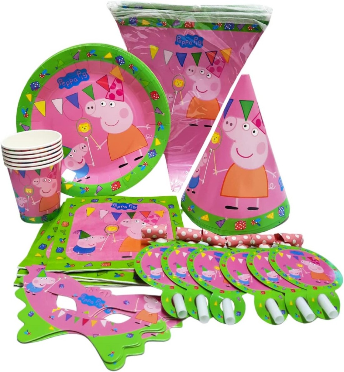 Party Time 37 Pieces Peppa Pig Party Sets Disposable Party Tableware - Party Supplies