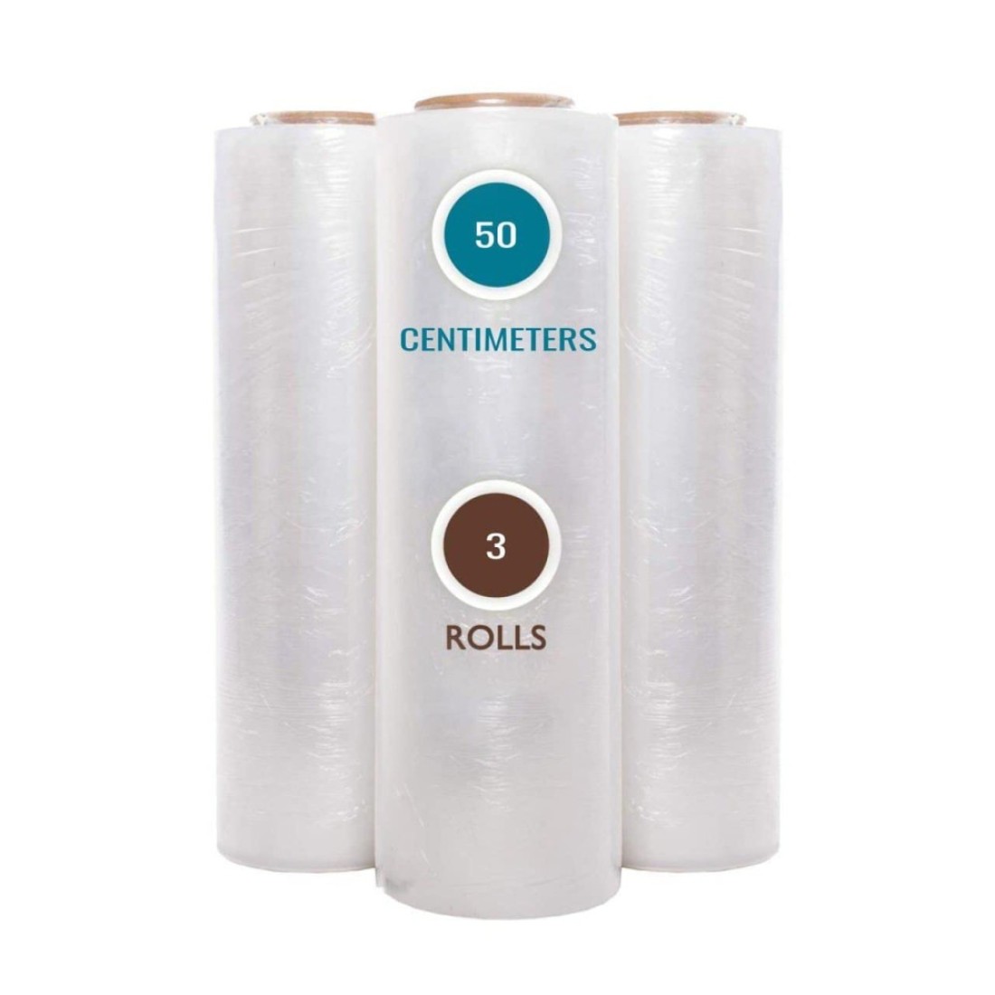 Markq [3 Rolls] Clear Stretch Film Wrap - 500mm x 250m Heavy Duty Plastic Shrink Wrap for Pallet Wrap, Packing, Moving and Packaging - Cling Wrap