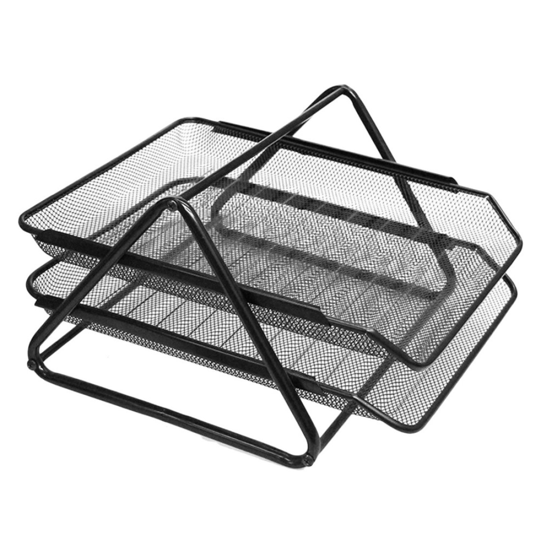 Lavish Desk Deposit Tray 2 Layer, A4 Letter Paper Document Wire Mesh Storage Organizer, Black