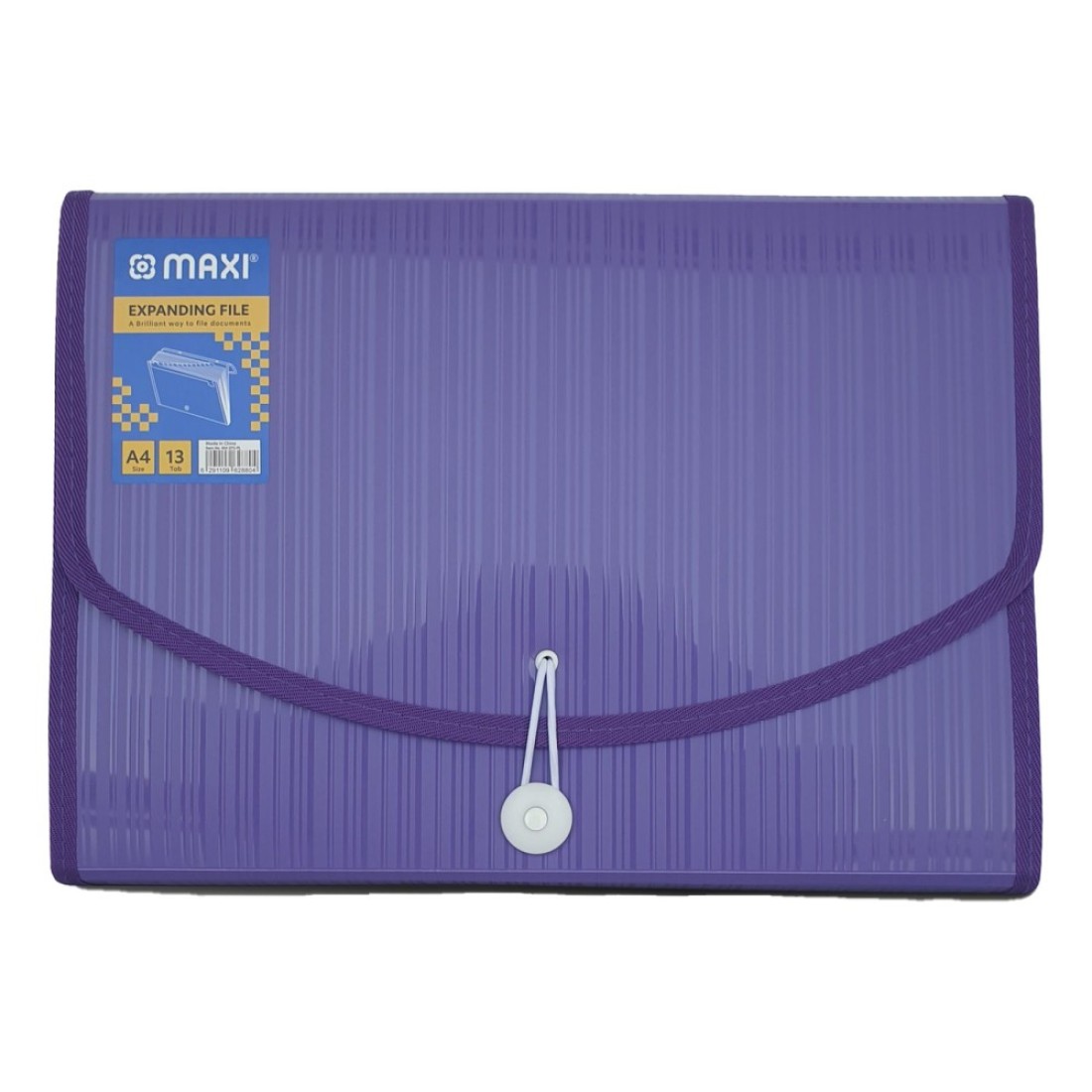 Maxi Expanding File with String A4 Size 13 Tab Purple