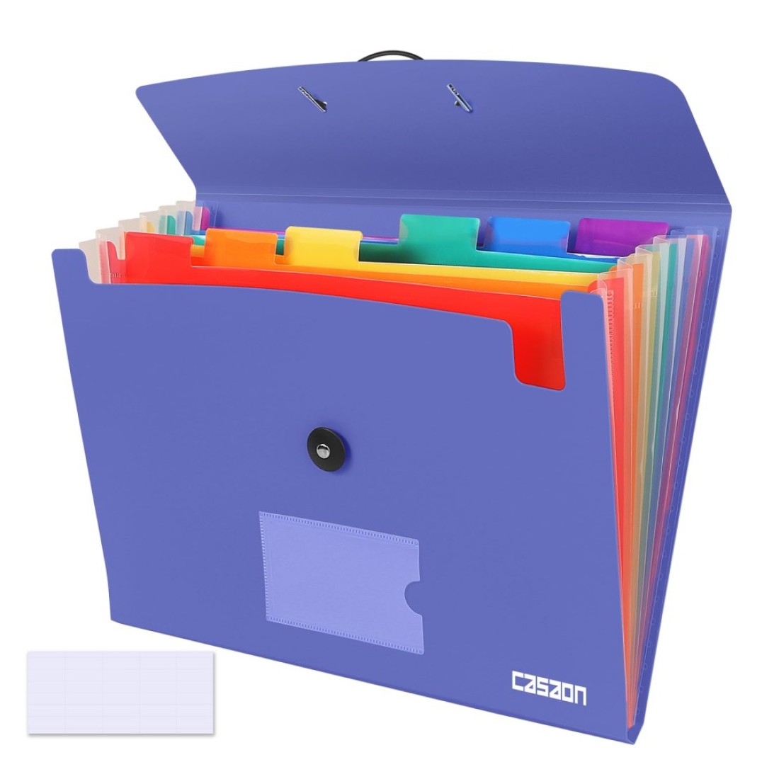7 Pocket Accordian File Folders, Expanding File Folder A4 Letter Size Paper Portable Document Organizer-Blue Purple