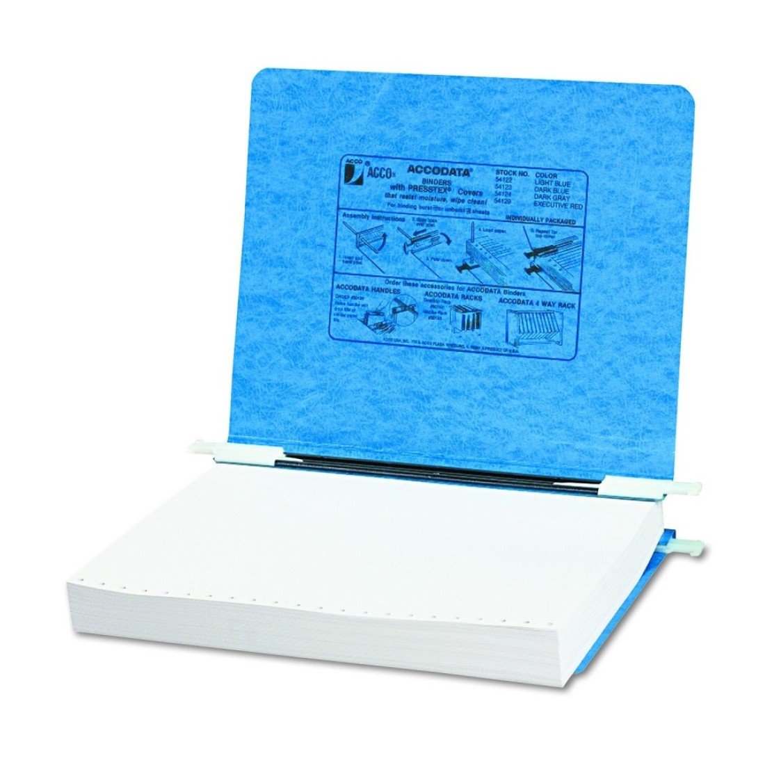 ACCO Pressboard Hanging Data Binder 85 x 11 Inches Unburst Sheets Light Blue 54122