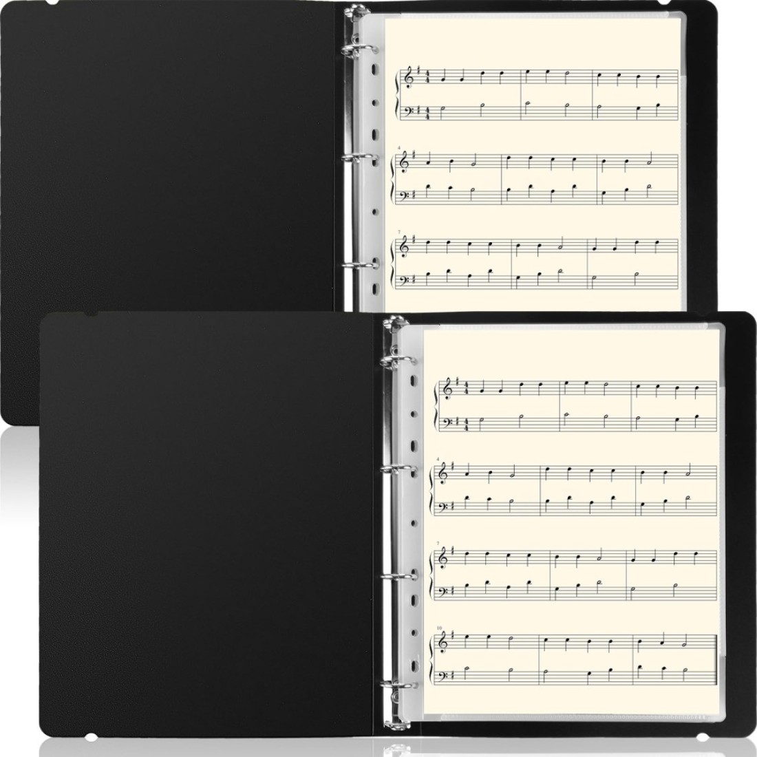 Dunzoom 2 Pcs Sheet Music Binder A4 Size, 40 Sleeves 80 Pages Removable Music Holder Organizer for Sheet Music, Black Music File Folder, Paper Documents Storage Holder