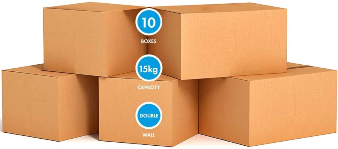 Markq [5 Pack] Small Double Wall 100% Recyclable Corrugated Cardboard Moving Boxes with 15 KG capacity, 41 x 33 x 33 cm Brown Carton for Packaging, Shipping and Storage, 5 ply
