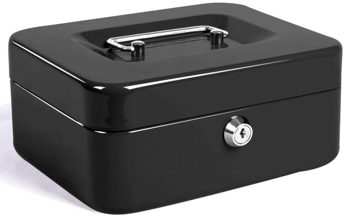 METAL CASH BOX, CASH COIN TRAY AND 2 KEYS SIZE: 150 mm x 120 mm x 80 mm