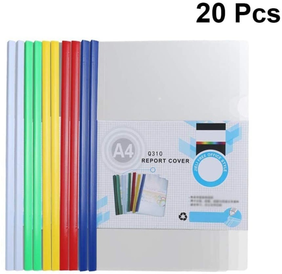 Toyvian Plastic File Folder Report Covers With Sliding Bar Clear Resume Presentation File A4 Organizer Binder For Home School Office 20Pcs