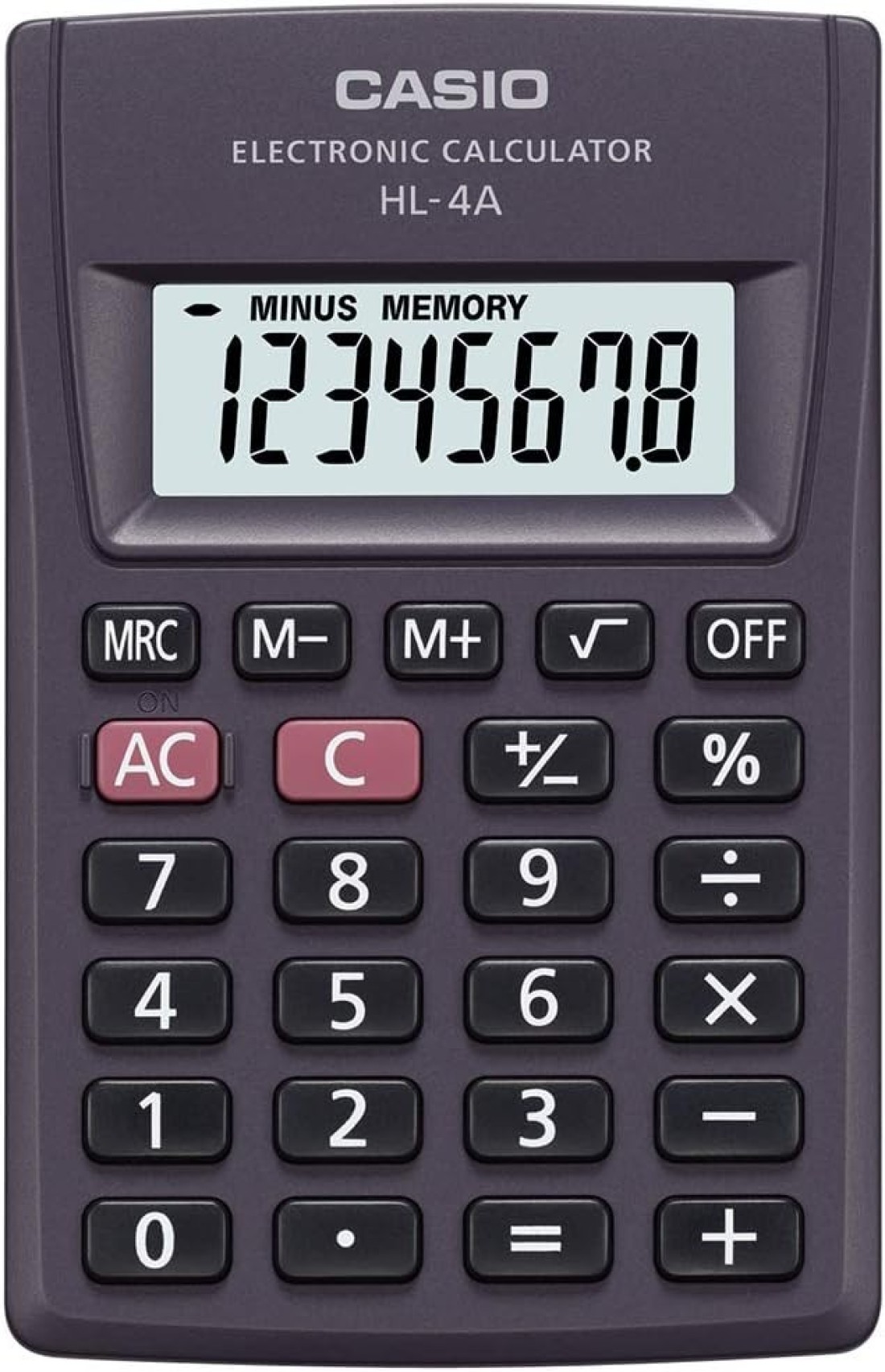 Casio HL-4A Pocket Calculator Anthracite Display 8 digits