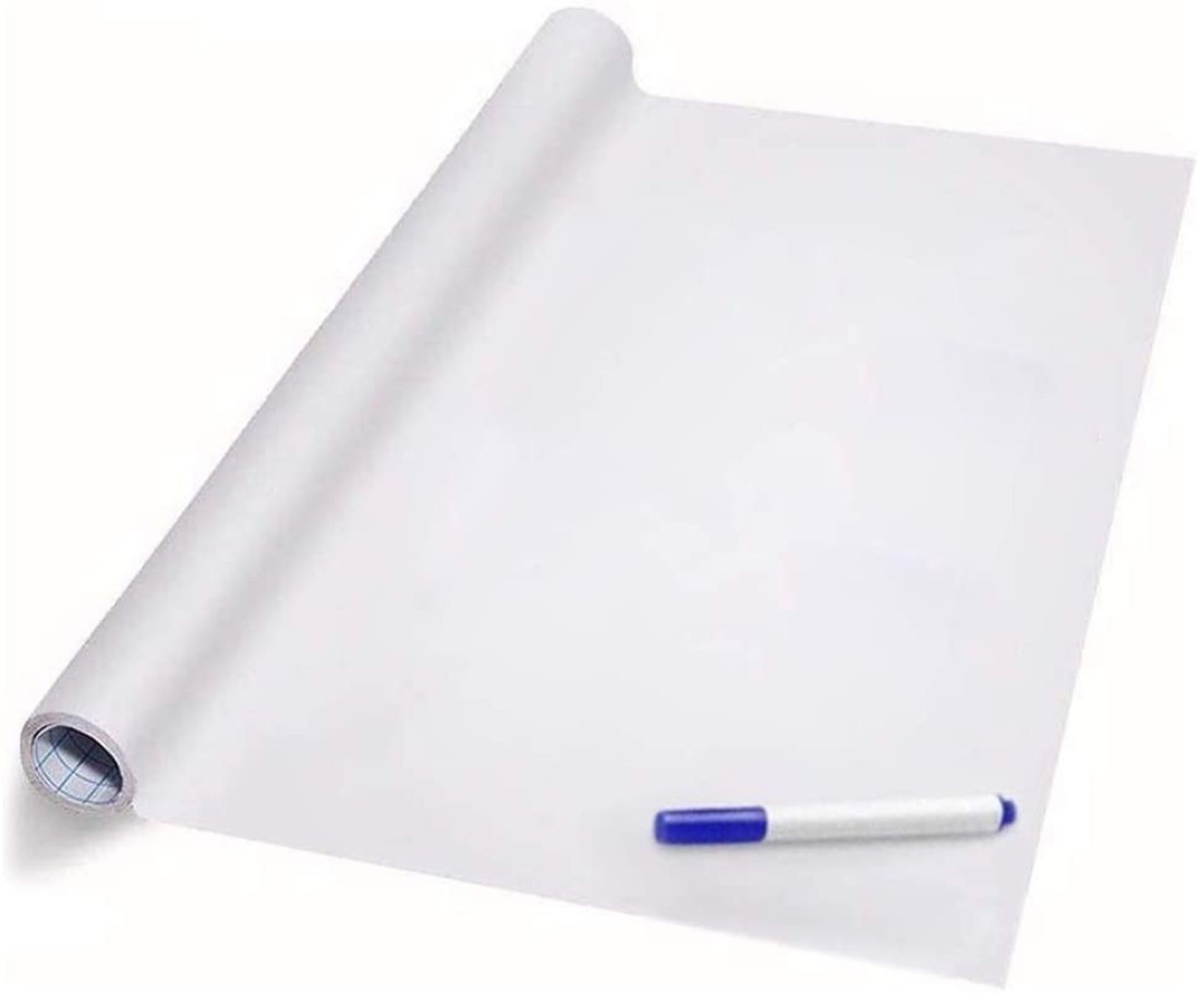 Generic Self Adhesive White Board Paper, Easy Peel And Stick Dry Erase Whiteboard For Classroom, Planning, Office, Kid Painting With 1 Water Pen (78.7&quot; X 17.7&quot;)