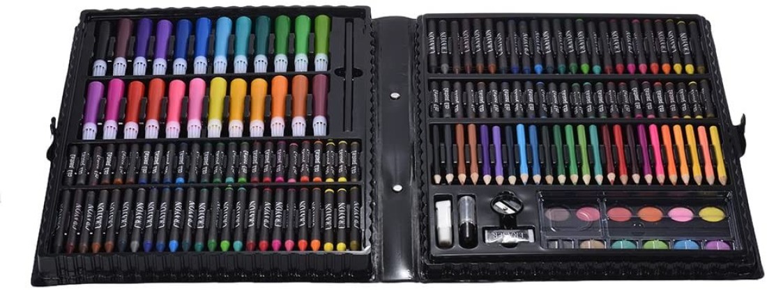 Generic 168Pcs Drawing Pen Art Set Kit Painting Sketching Color Pencils Crayon Oil Pastel Water Color Glue With Case For Children Kids