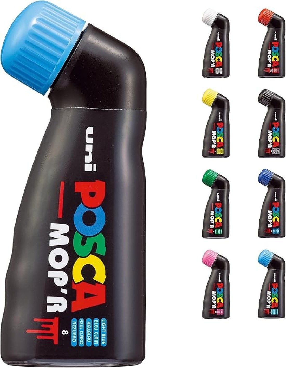 POSCA - Uni Mitsubishi Pencil - MOP&#39;R Marker - Round Tip XXL 3-19 mm - Ergonomic Shape, Semi-Rigid Body - Water-Based Paint Marker - All Holder - Light Blue