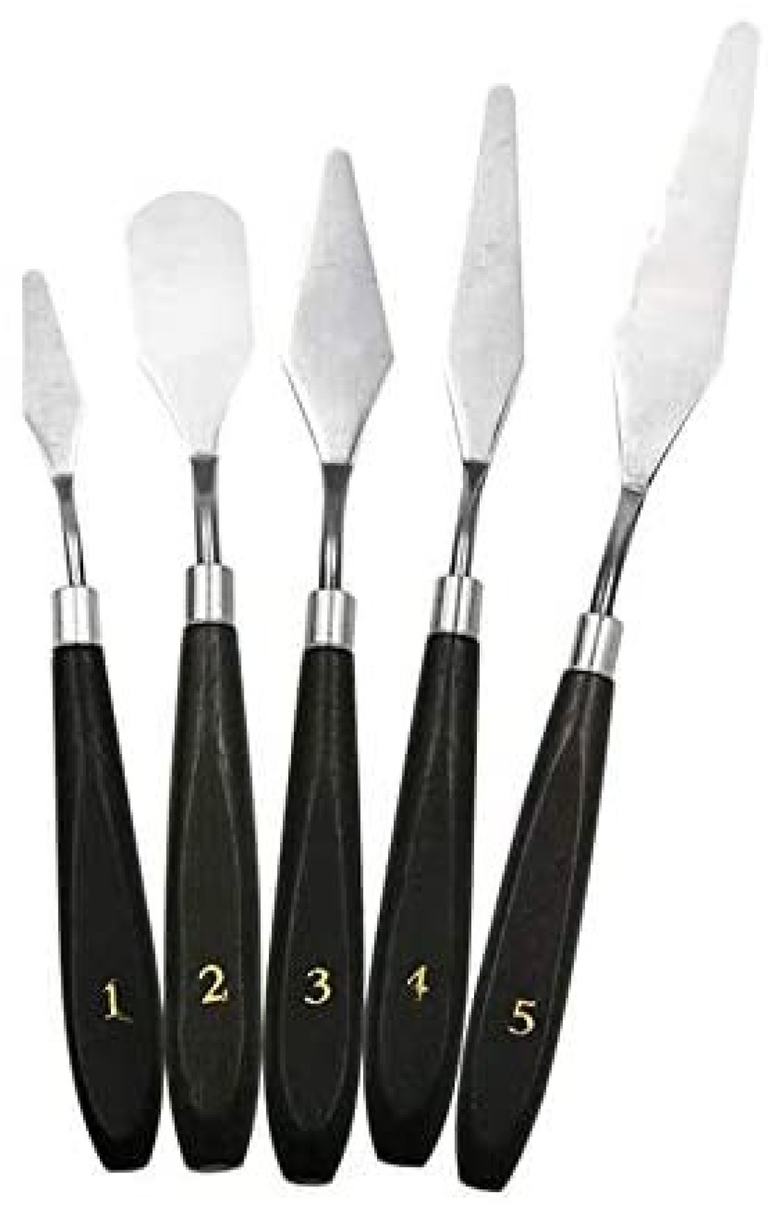 Generic 5Pcs Painting Knife Set Palette Knife Stainless Steel Spatula Kit For Artist Canvas Oil Paint Color Mixing Painting Tool Set-Black