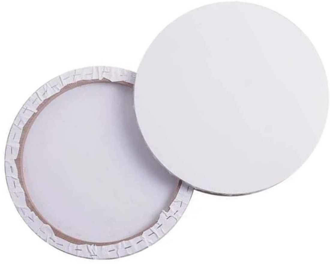 Generic 30cm Stretched Canvas Wood Frame Cotton Panels Round For Painting Media Oil Acrylic Paint Drawing Board Student Hobby Painters Beginner Gift White