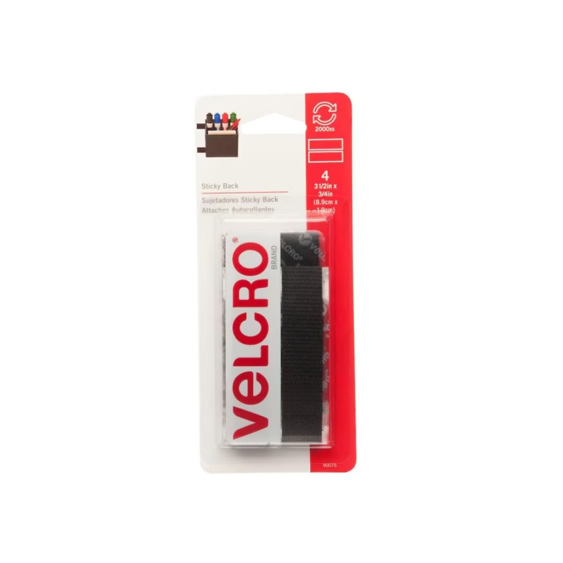 Velcro Hook &amp; Loop Fastener Strip Pack (8.9 x 1.9 cm, 4 Pc.)