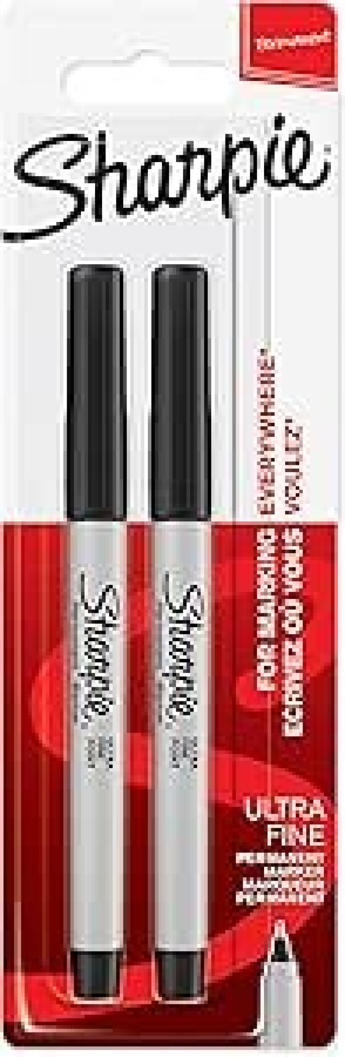 Sharpie Permanent Markers Ultra Fine Point for Precise Marks Black Ink 2 Marker Pens