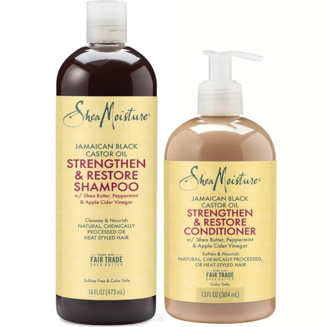 Shea Moisture Jamaican Black Castor Oil Clarifying Shampoo Conditioner Strengthen Restore SulfateFree Shampoo Conditioner Set with Shea Butter ACV and Peppermint Oil for Hair 2 Piece Set