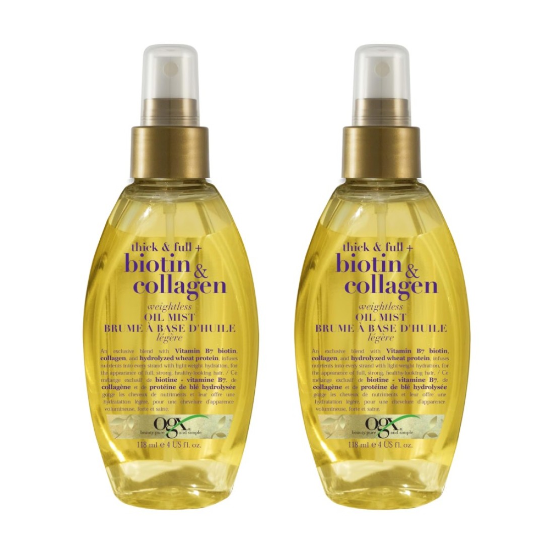OGXThick Full Biotin Collagen Weightless Oil Mist 4 Fl Oz 2 Pack