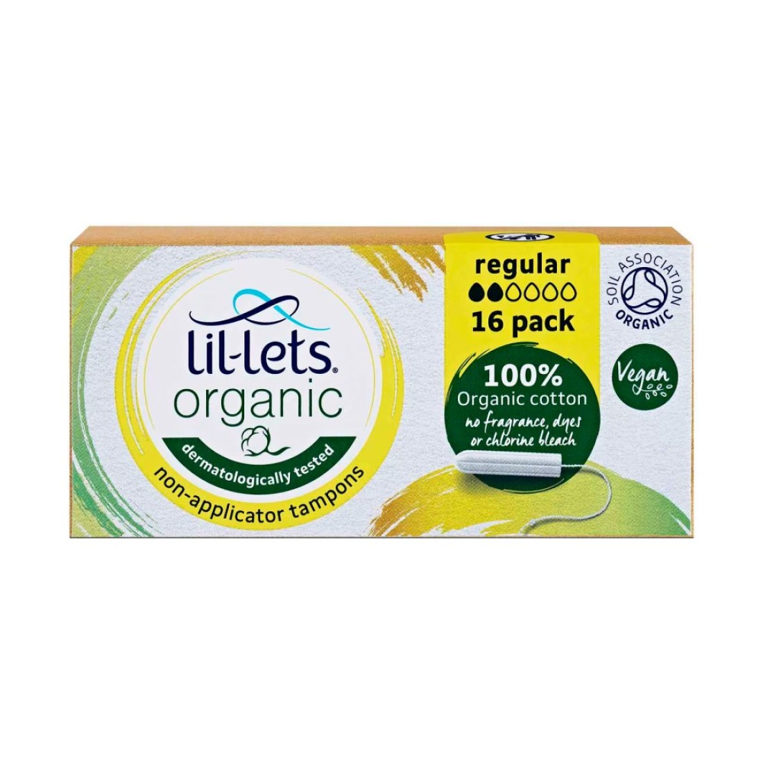 Lil-Lets Organic Non-Applicator Regular White 16 Tampons