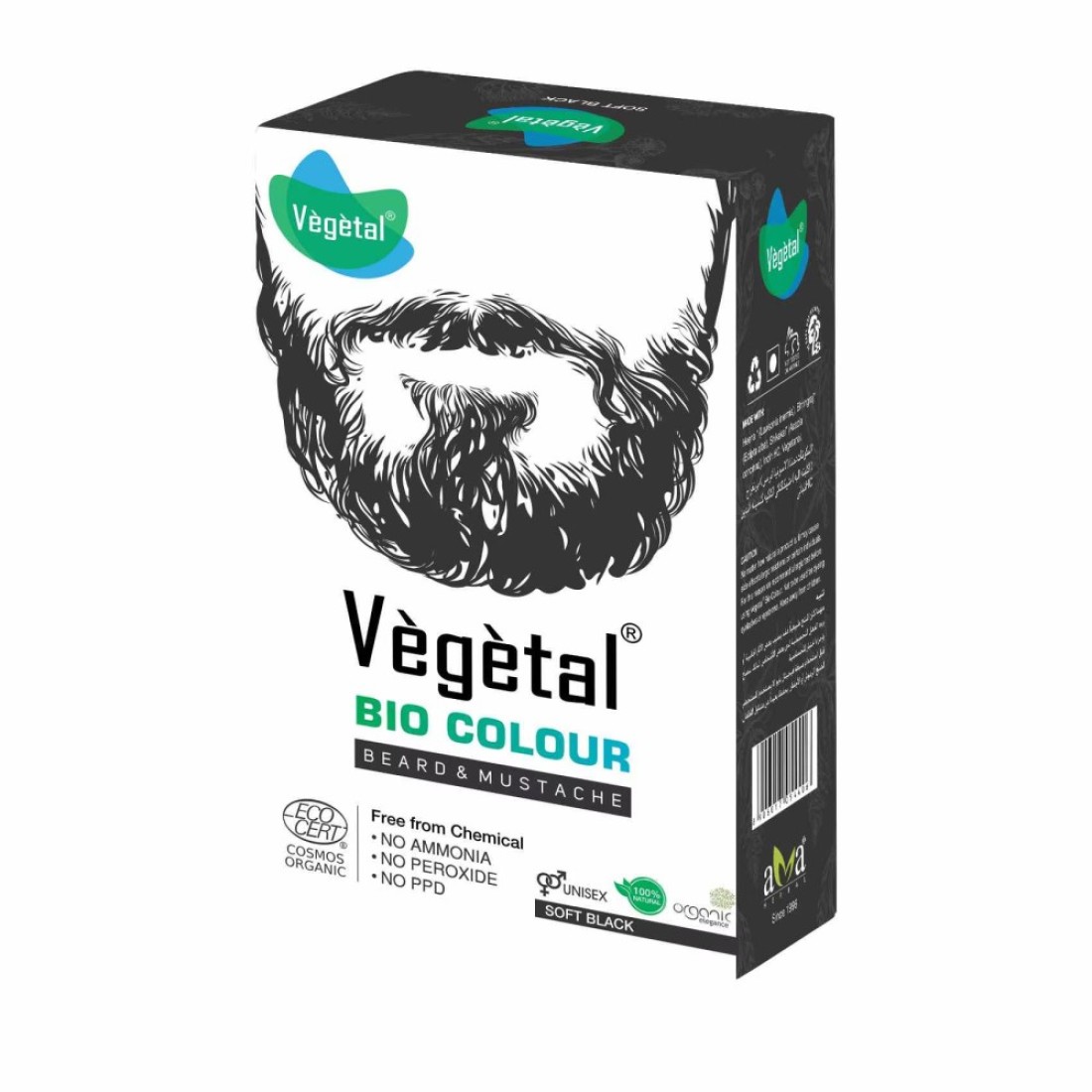 Vegetal Bio Semi-Permanent Beard And Mustache Colour Soft Black 100g
