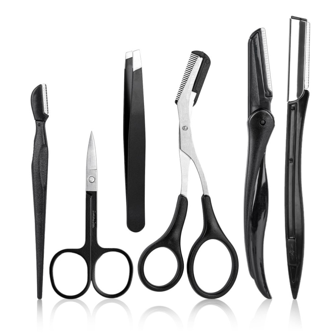 Eyebrow Kit Studio NAZQAT Multipurpose Grooming For Women Men For Trimming Shaping And Exfoliating Includes Tweezers Razor Tools Scissors Pack of 6