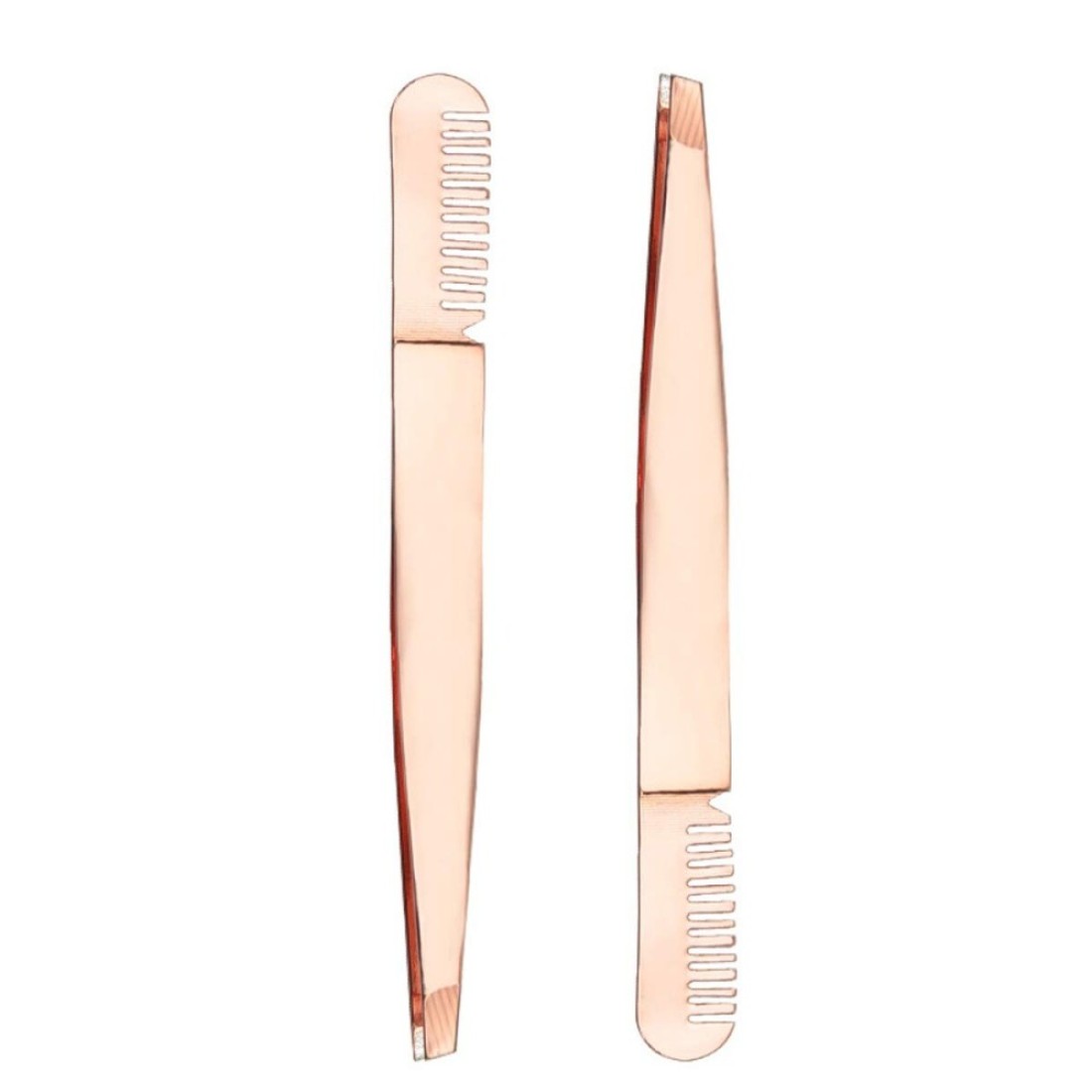 2 Pieces Multifunctional Eyebrow Tweezers with Eyebrow Comb False Eyelashes Applicator Tool Makeup Grooming Tool for Eyebrows or Facial Hair&iuml;&frac14;&circ;Rose Gold&iuml;&frac14;&permil;