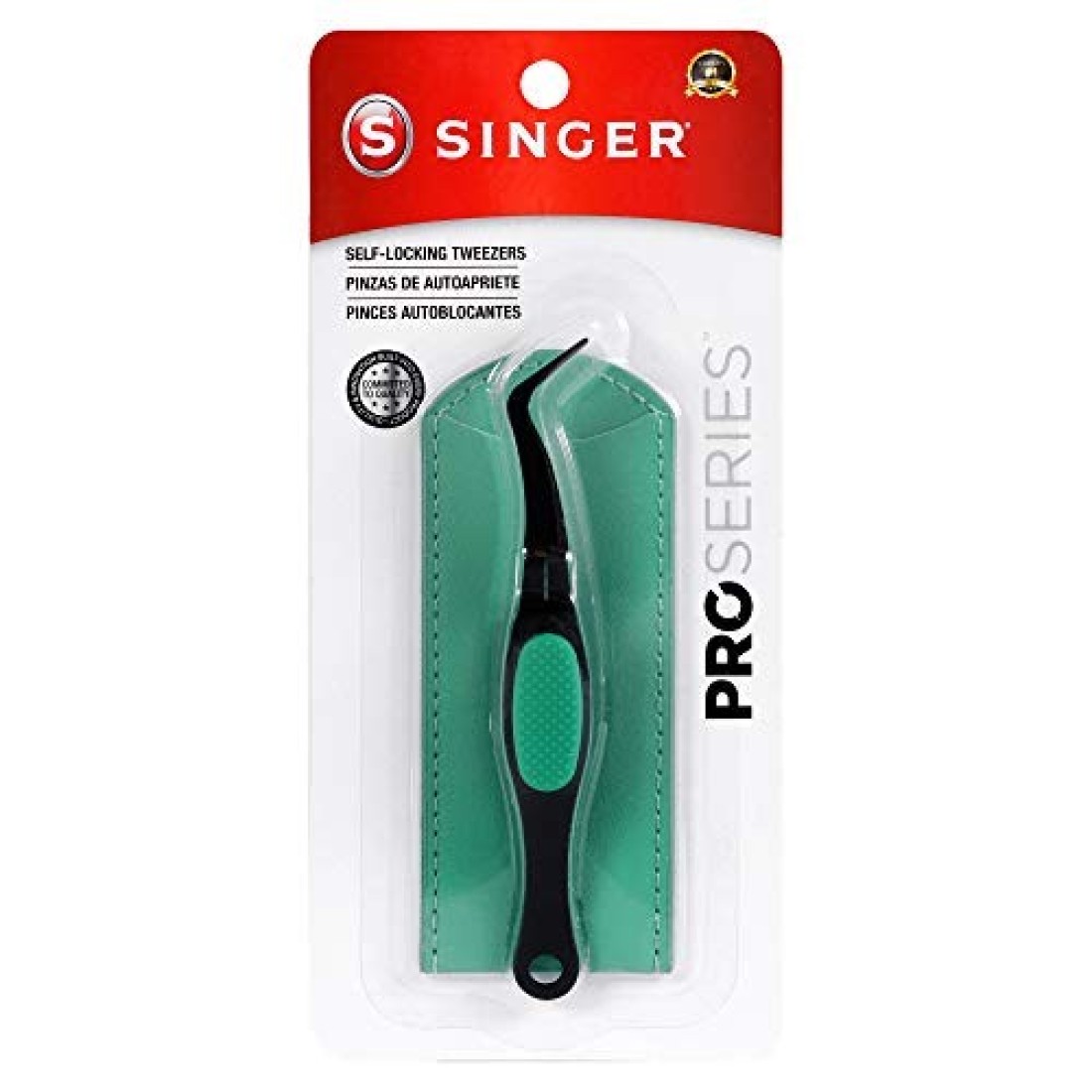 SINGER 50024 ProSeries Self-Locking Tweezer with Storage Sleeve, Pink