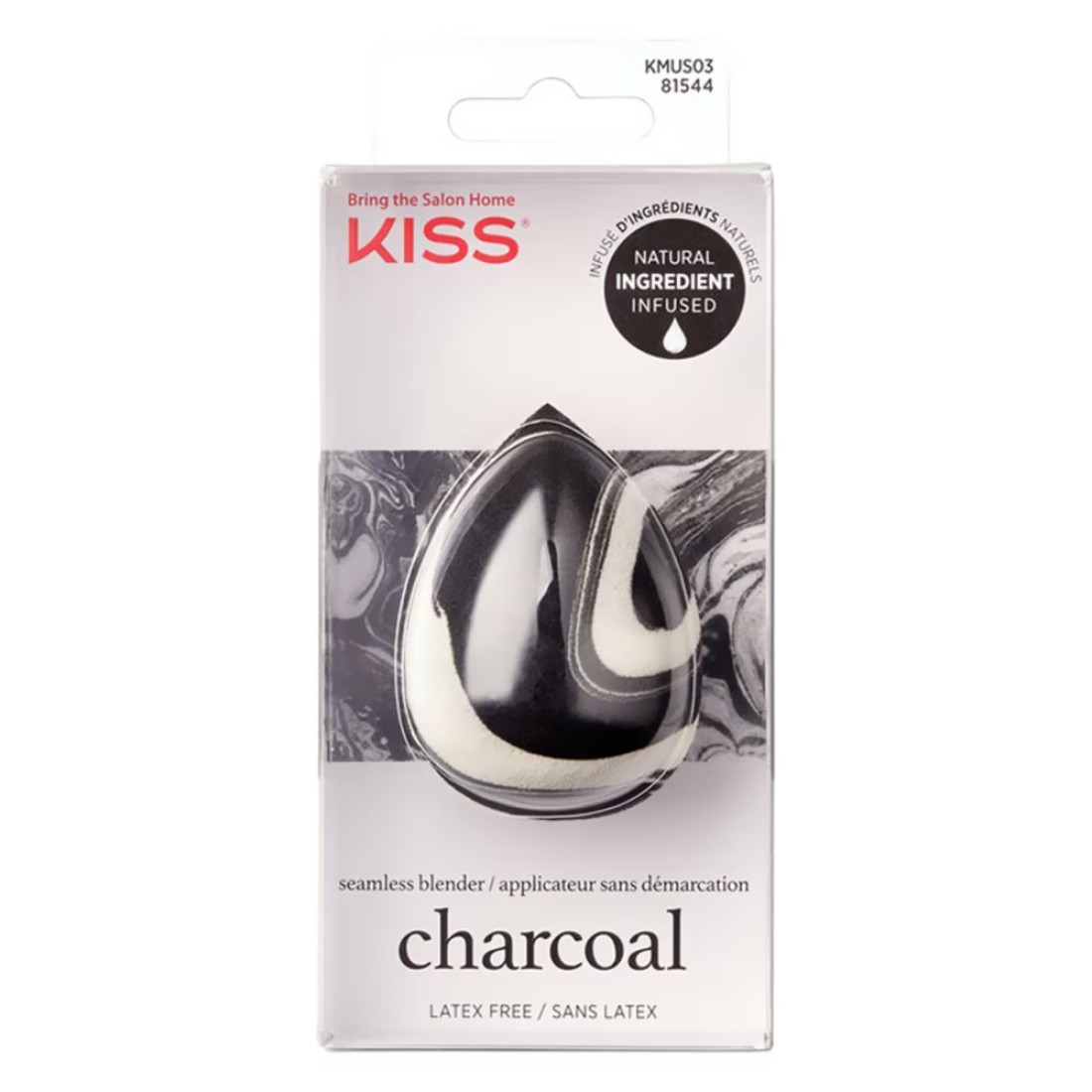 Kiss Charcoal Infused Blending Make Up Sponge KMUS03 Black