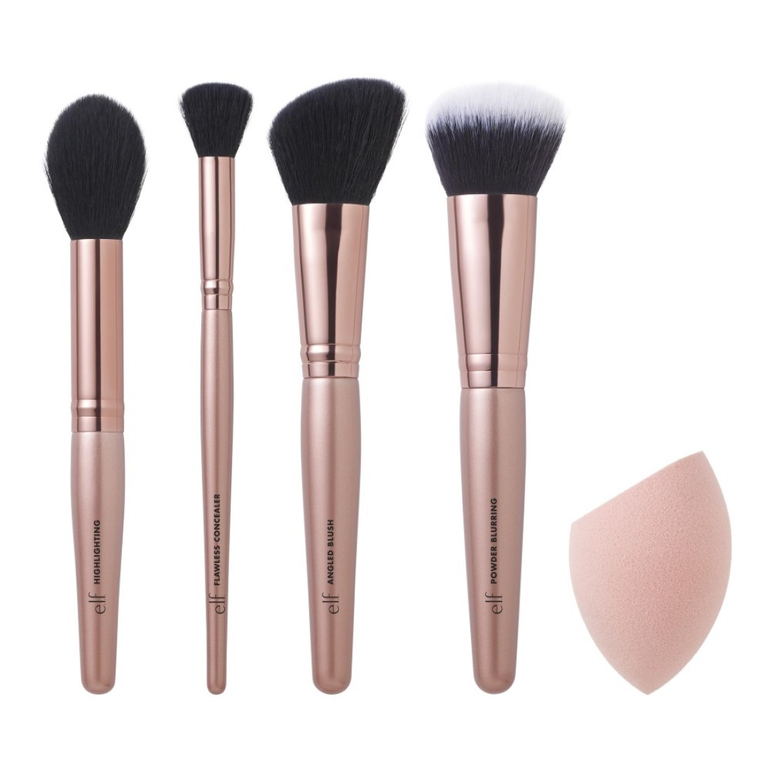 elf Cosmetics Complexion Essentials Brush Sponge Set Concealer Powder Blush Highlighter Brushes Total Face Sponge For A Perfect Complexion