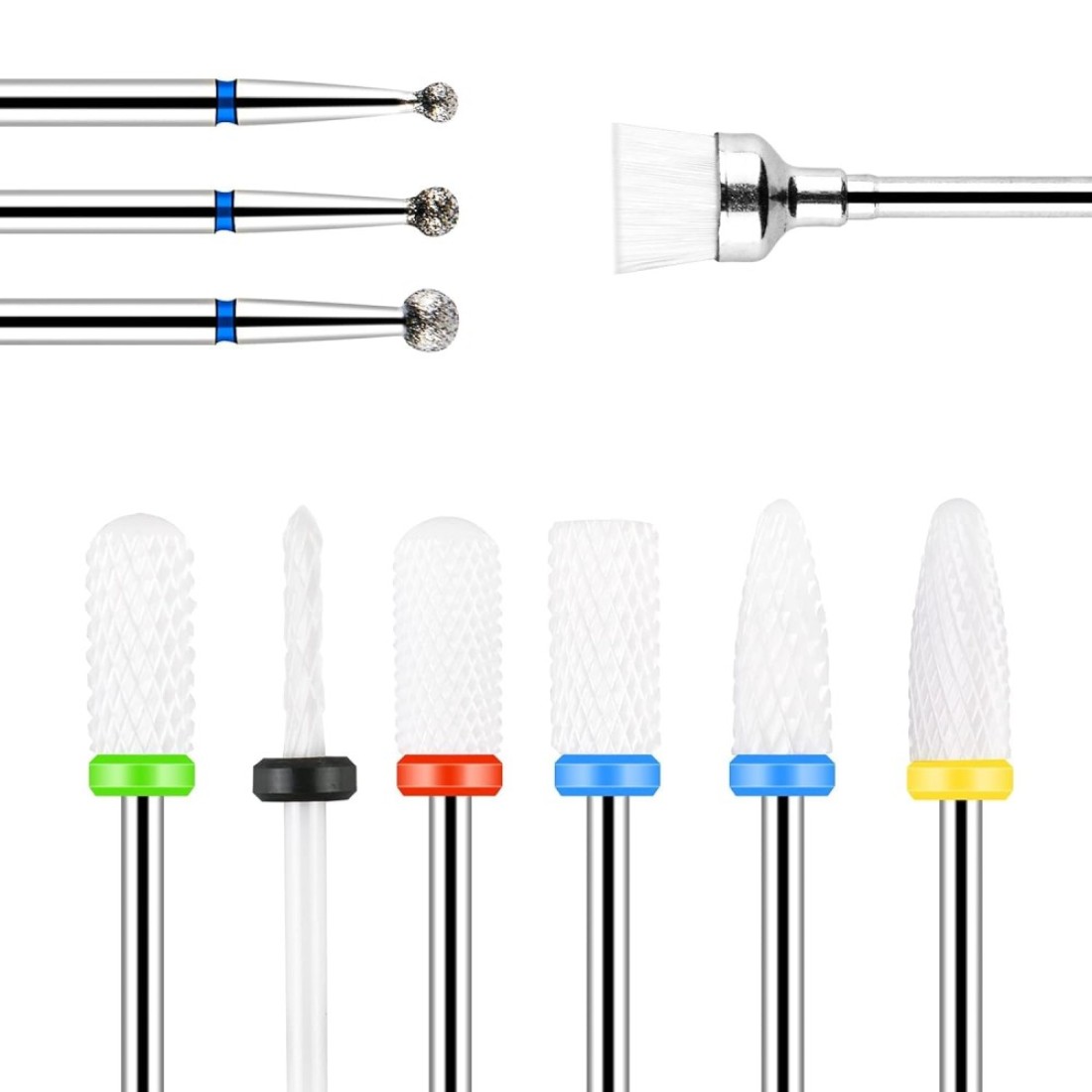 URAQT Ceramic Nail Drill Bits Sets, 10 pcs Electric Nail Drill Bits Kit 3/32&quot;, Professional Cuticle Polishing Bits for Acrylic Gel Nails, Electric Nail Files Manicure Pedicure Drill Tool