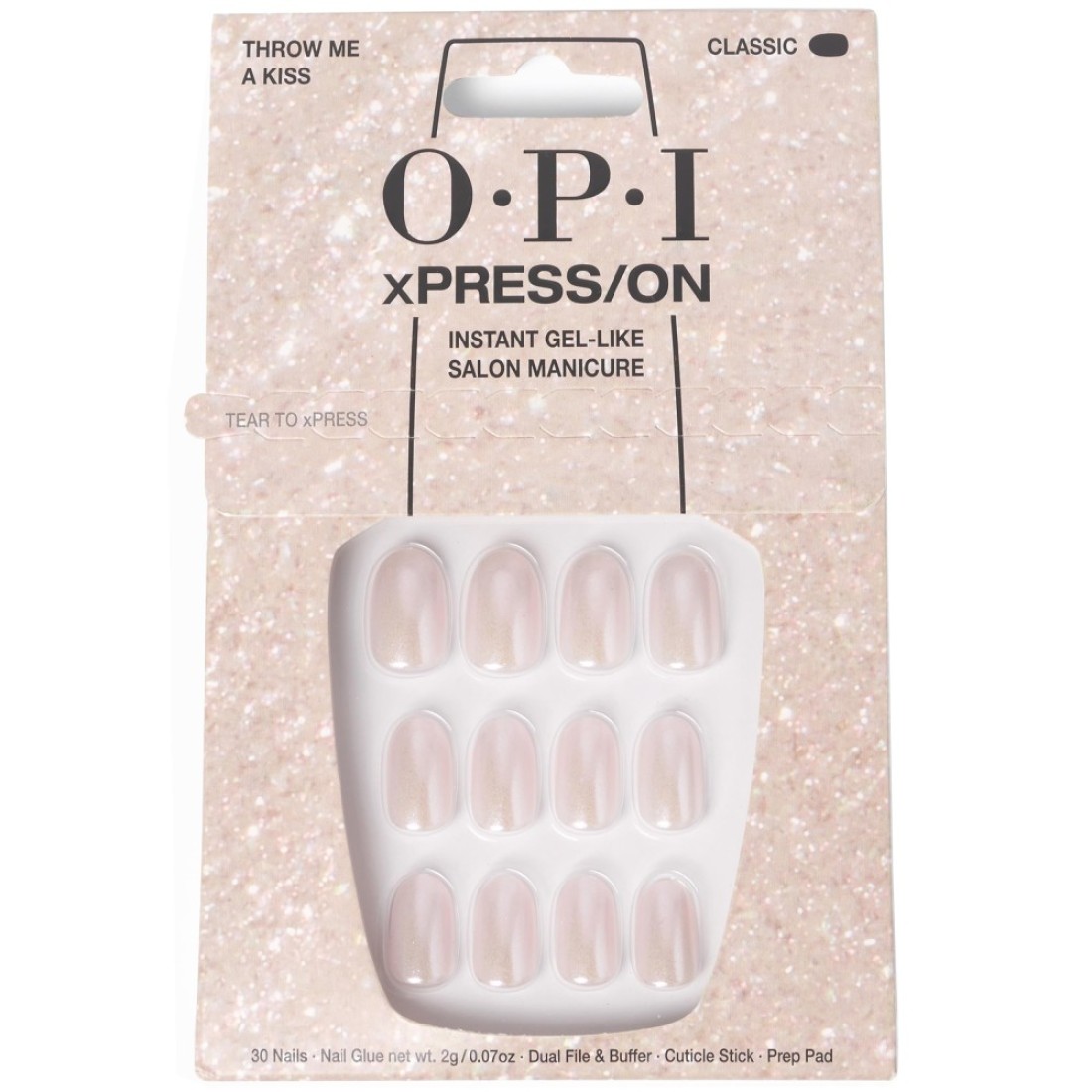 OPI xPRESSON Press On Nails Up to 14 Days of Wear GelLike Salon Manicure Vegan Sustainable Packaging With Nail Glue Short and Long Iconic Shades Throw Me a Kiss Nude Nail Polish