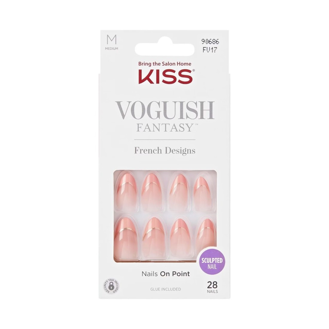 KISS PressOn Nails Nail glue included clatant Medium Size Almond Shape Includes 28 Nails 2g Glue 1 Manicure Stick 1 Mini file