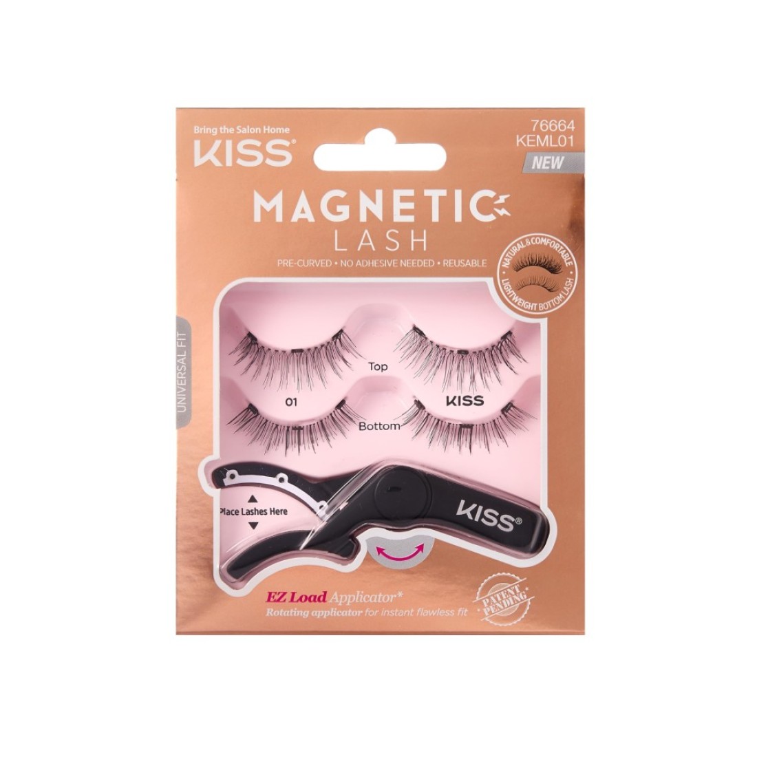 KISSMagnetic Lash 01 Synthetic False Eyelashes with Magnets Under and Over Your Upper Lashes No Glue Needed Lightweight Reusable Contact Lens Friendly Cruelty Free with Lash Applicator 1 Pair
