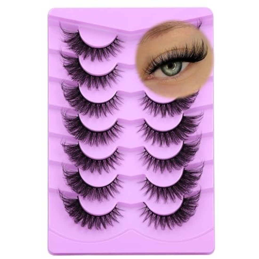 ALICE Eyelashes Fox Eye Lashes Mink Faux Fluffy Natural False Eyelashes Wispy Cat Eye Lashes Pack Fake Eyelashes 7 Pairs