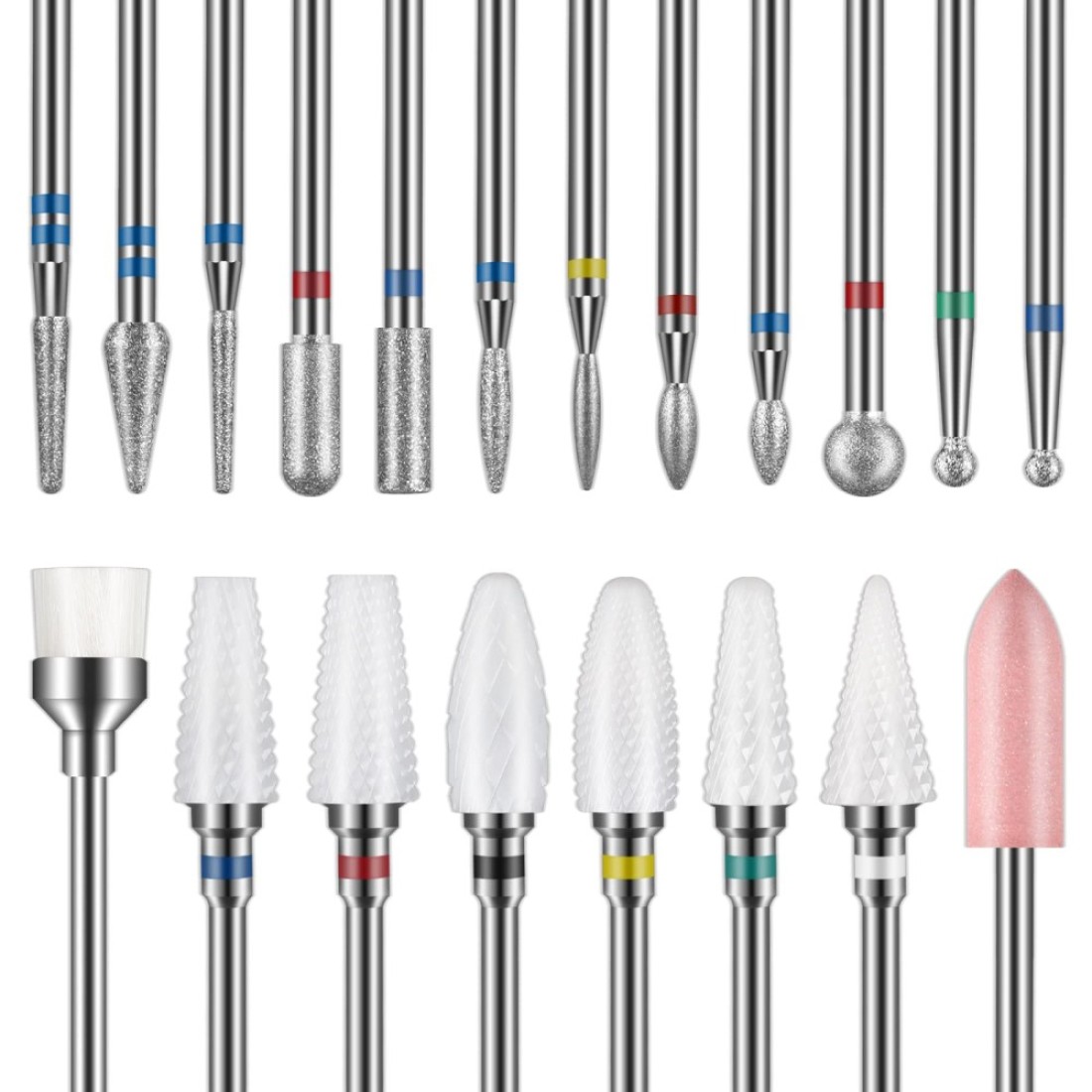 Depvko Nail Drill Bits 20Pcs, 3/32&#39;&#39; Ceramic Carbide Drill Bits for Nails, Nail Bits for Nail Drill, Diamond Nail Drill Bit Set for Cuticle Remover Manicure Pedicure (20Pcs)