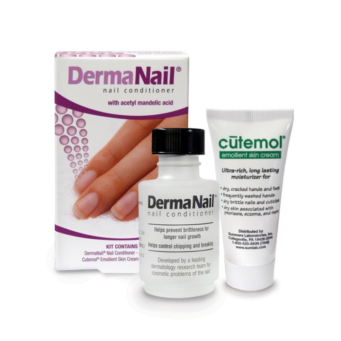 DermaNail Nail Strengthener Cuticle Cream Set Fingernail Care Kit with Liquid Nail Strengthener Cutemol Cream 115g Sample Healthy Growth Repair for Brittle Damaged Thin Peeling Nails
