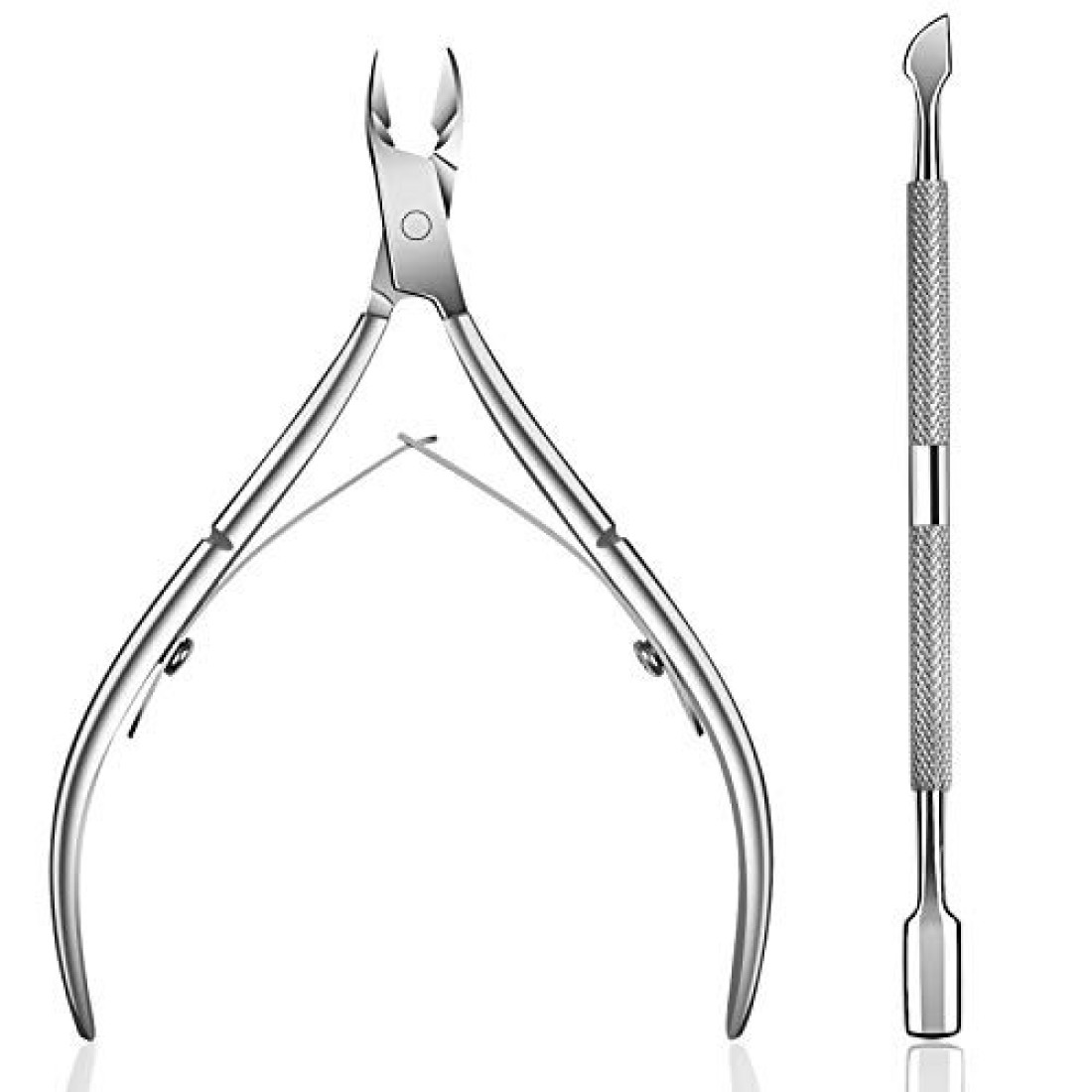 Ejiubas Cuticle Pusher Cuticle Cutter Set Surgical Grade Stainless Steel Cuticle Trimmer Cuticle Nipper for Fingernails and Toenails Care Durable Gel Nail Polish Remover Pedicure Manicure Tools