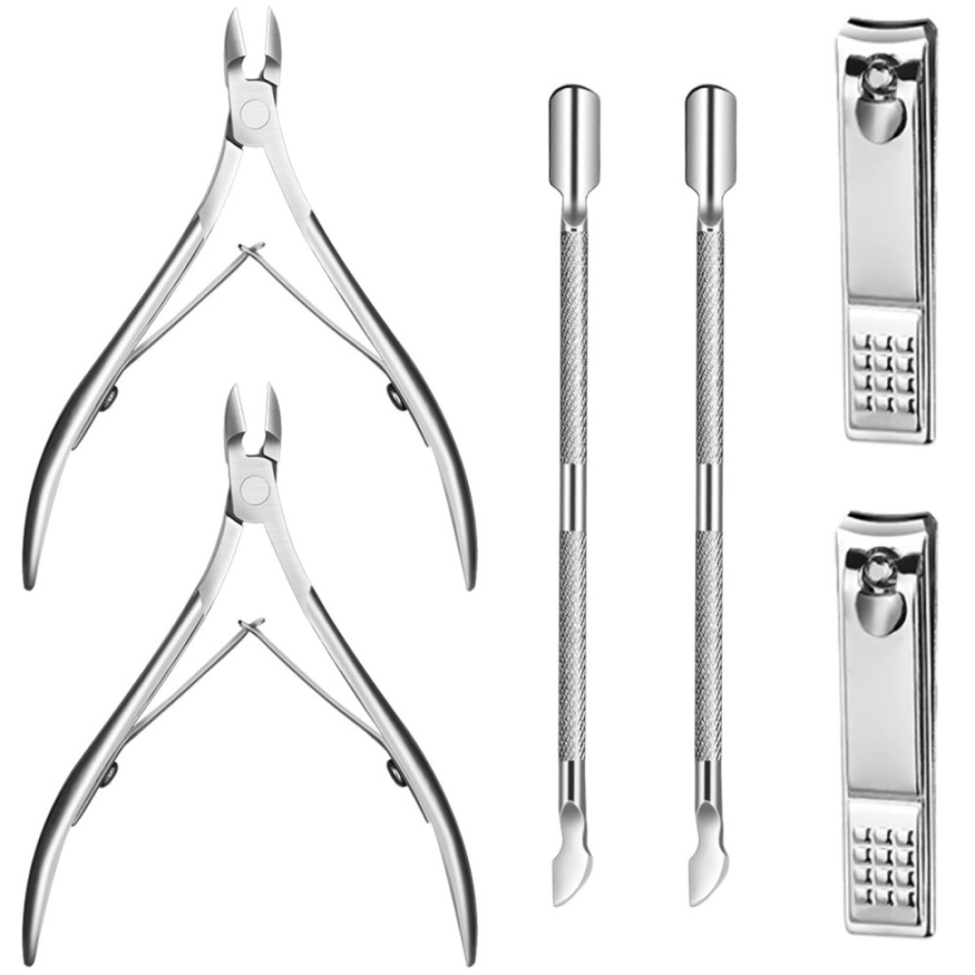 SHEHARUHI 6 Pcs Cuticle Trimmer Cuticle Pusher Stainless Steel Cuticle Nipper Cuticle Remover Tool Kit Professional Cuticle Cutter for Fingernails and Toenails Manicure Pedicure Set