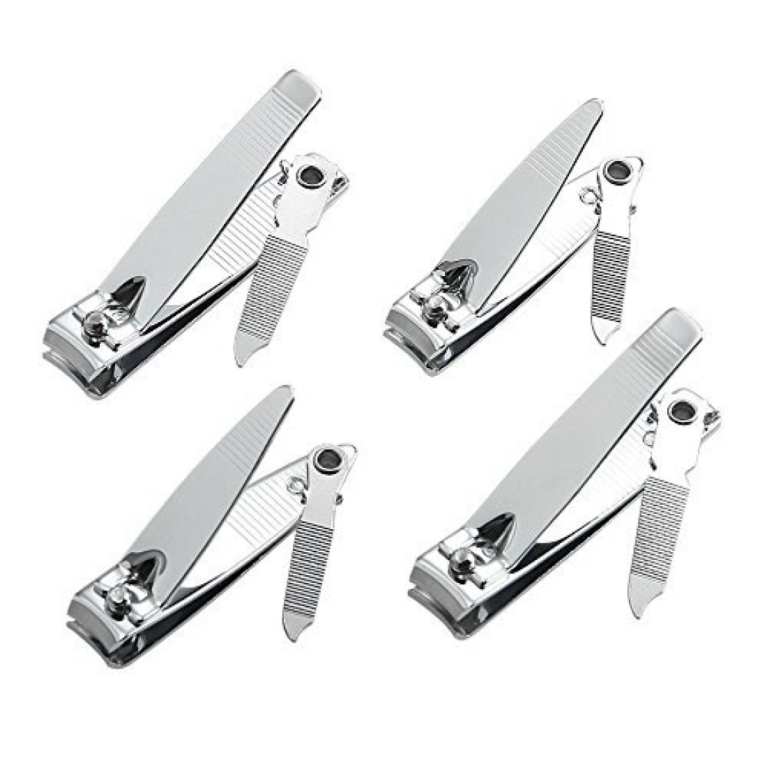 4 Pcs Nail Clippers for Fingernails and Tonenail by QLL - Swing Out Nail Cleaner/File - Sharpest Stainless Steel Clipper - Wide Easy Press Lever - Nail Cutter