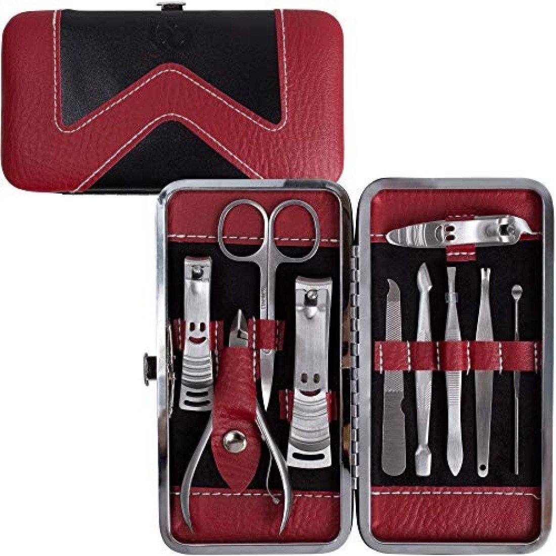 Beauty Bon Manicure Pedicure Set Nail Clippers 10 Piece Stainless Steel Manicure Kit tools for nail Cutter Kits for women men Includes Cuticle Remover with Portable Travel Case