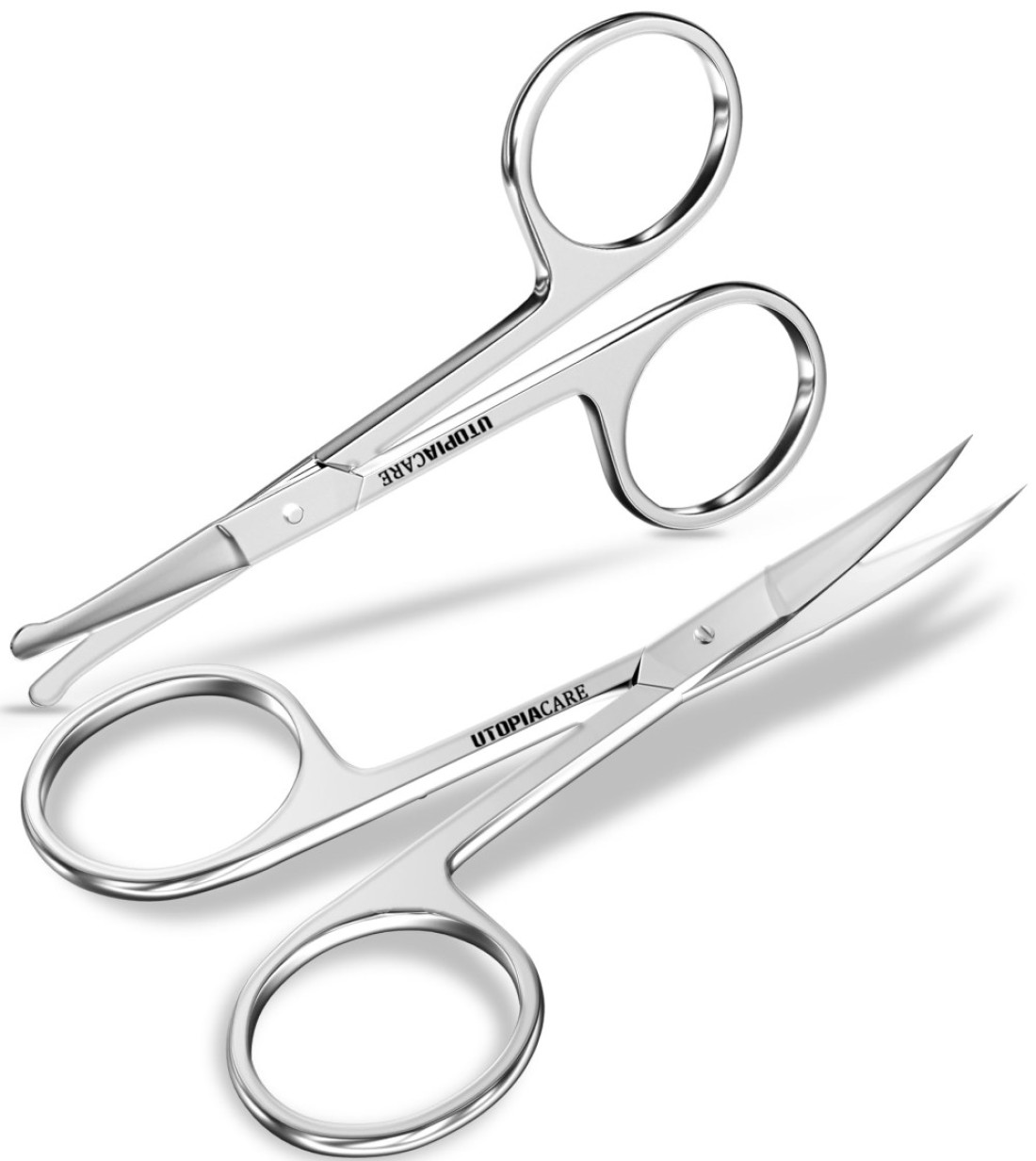 Utopia CareEyebrow Scissors Small Scissors for Men and Women Curved and Rounded Nose Hair Scissors for Grooming Mustache Beard Eyelashes Ear Hair Trimming Professional Stainless Steel Silver
