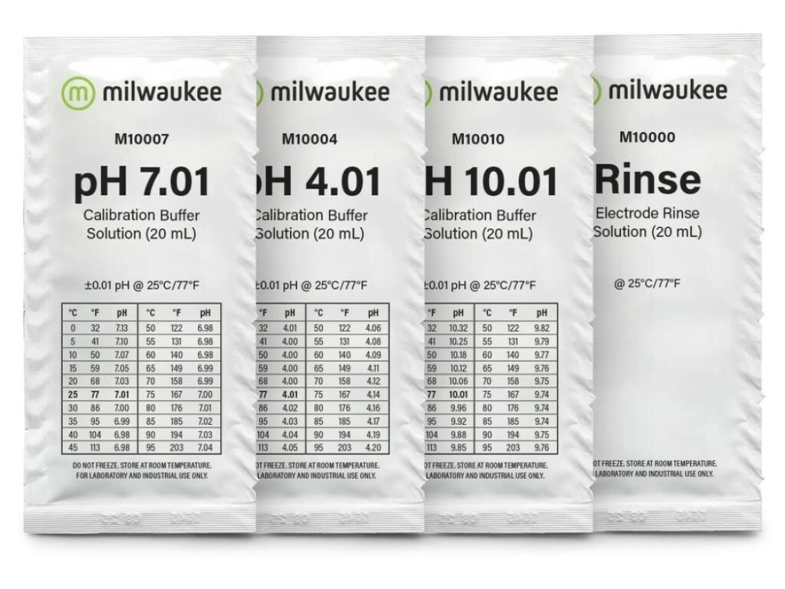 Milwaukee Instruments M1000AB pH 7.0/4.0 and 10.0 Buffer Solution Assortment, 20 mL Volume