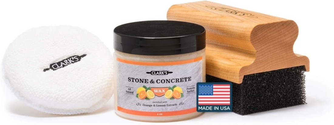 CLARKS Soapstone Slate and Concrete Finishing Kit Soapstone Wax Large Applicator Buffing Pad Soap Stone Slat and Concrete Countertop Wax